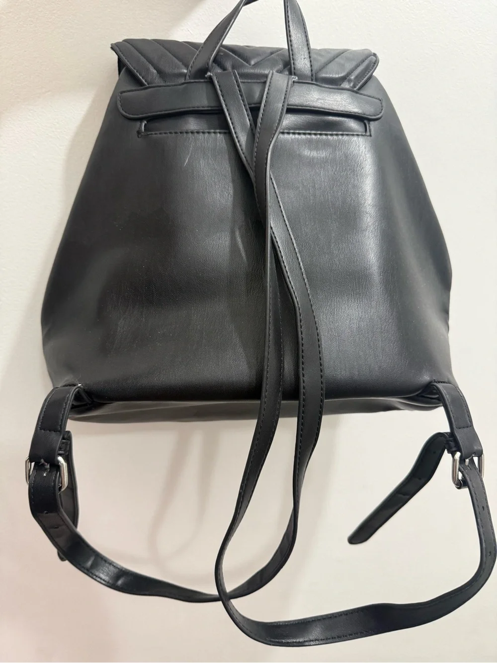 Sam Edelman Sleek Tufted Backpack Black with White Detail EUC